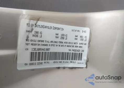 2004 Chrysler Sebring Limited from USA, damaged, VIN 1C3EL66R54N218857